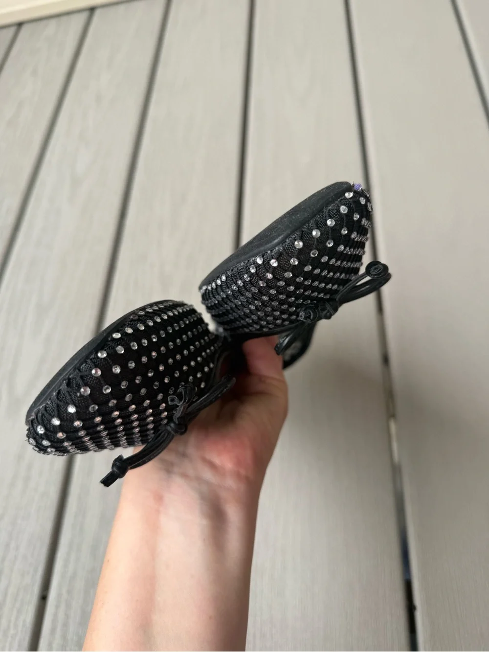 DV by Dolce Vita Marceline Black Mesh Rhinestone Ballet Flats Size 8 NWOT